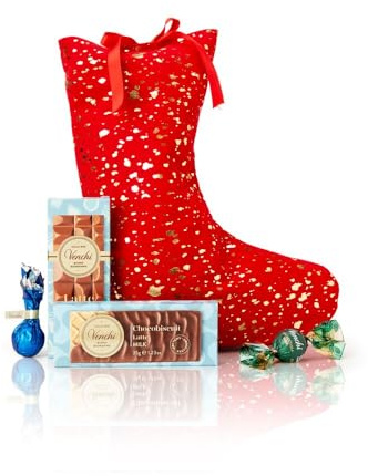 Venchi Weihnachtsstrumpf mit Schokoladen und Milchsnacks, gefüllt mit Piemont-Haselnuss, glutenfrei, ohne Konservierungsstoffe und Farbstoffe, 189 g, ideale Geschenkidee zu Weihnachten