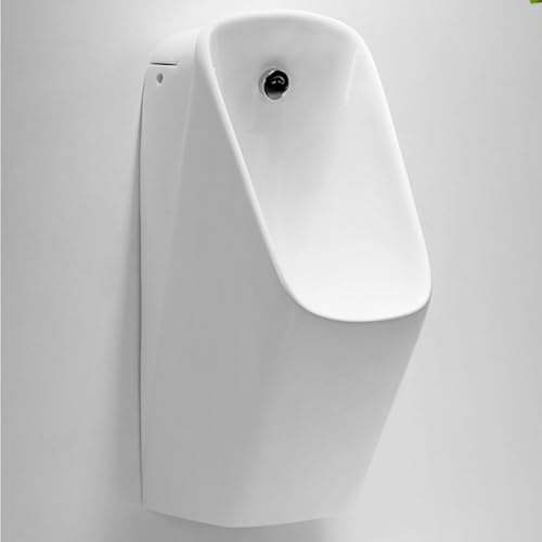 Wandmontiertes Sensor-Urinal Herren Keramik Urinal mit Schlauch und Spülventil, Spritzwassergeschützter Urinumsteller für Zuhause Badezimmer