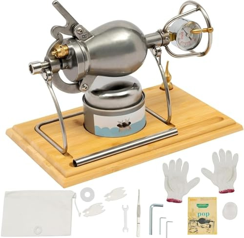 Hand Popcorn Machine, 304 Stainless Steel Old Fashioned Pop Corn Maker, Hot Air Pop-Corn Poppers, Chinese Vintage Traditional Grain Amplifier(368ml)