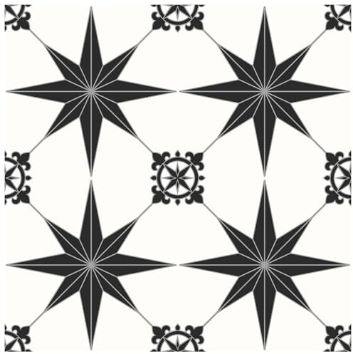 MORCART 20 azulejos autoadhesivos de vinilo de 20 x 20 cm, impermeables, para baño, cocina, chimenea, casa de mascotas, escaleras, dormitorios, pared, negro oscuro y blanco