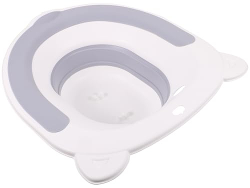 ASAKKURA Faltbare Sitzbadewanne für Erwachsene mit Überlauflöchern Verdicktem Kunststoff Rutschfestem Toilettensitz Grau Bidetbecken zur Postpartalen Pflege und Hämorrhoidenbehandlung