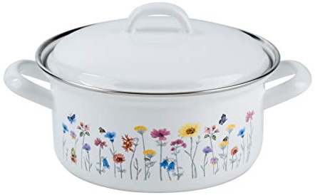 Riess, 0128-070, Topf mit Deckel Ø 20cm, FLORA, Emaille, Vol. (rec.): 1,1 Liter, Made in Österreich, LBH: 22,5x17,7x12,1cm, 0,903kg, Induktionskocher kompatibel, Gasherd geeignet, Ofenfest