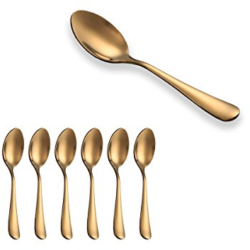 Berglander Mini cucchiaio in acciaio inossidabile placcato in titanio, cucchiaini da caffè, cucchiaio per gelato, cucchiaio da Mocca dorato, confezione da 6 pezzi
