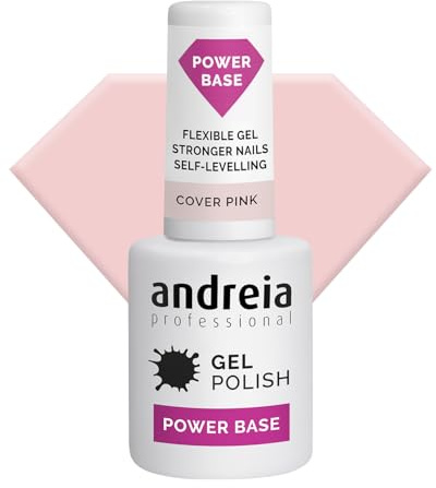 Andreia Professional Nude Gel-Nagellack Power Base - Hochviskose Basis für stärkere Nägel - Aufbau-Basisgel für kleine Nagelverlängerungen - Vegan - Farbe Abdeckrosa - 10,5 ml
