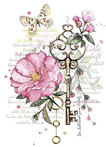 Ideen mit Herz Color Bügeltransfer, DIN A4 | Textilien wie T-Shirts & Taschen mit Bügelmotiven verzieren | schnell & einfach aufbügeln | Blumen & Blüten Serie | DIY Textildesign (Design 08)