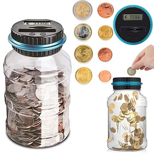 SUNSBELL Digitale Spardose mit Zähler, Große Sparschwein mit LCD Anzeige, Euro Geld Sparen Box Münze Jar Sparbüchse Münzzähler, Automatisch Sparen für Kinder Erwachsene Geschenk