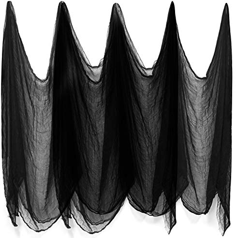 MIA HART - Paño espeluznante de Halloween, gasa espeluznante negra, decoraciones de Halloween espeluznantes para casas embrujadas, decoración de puertas de fiestas(2mx4m)