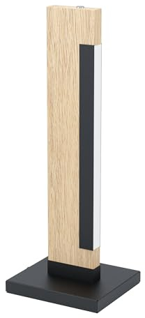 EGLO LED Tischlampe Camacho, 1 flammige Tischleuchte dimmbar | Nachttischlampe aus Stahl, Holz und Kunststoff, Wohnzimmerlampe in Schwarz, Natur, Weiß, Lampe mit Touch-Dimmer