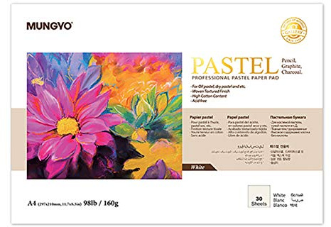 MUNGYO Bloc profesional de papel pastel tamaño A4 para aceite pastel pastel seco, 30 hojas (blanco)