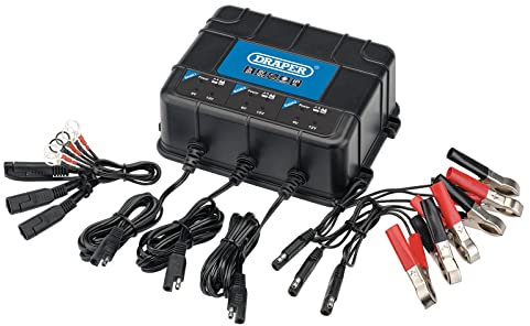 Draper 53172 6V/12V 3 Bank Charger Station, Black, One Size