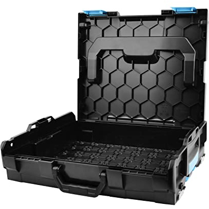 Quantool L-BOXX 102 Werkzeugkasten, stapelbar, spritzwasserabweisend, robuste Kunststoff-Aufbewahrungsbox, schwarz, 44×36,5×10,5 cm, 1 Stück | Q25300
