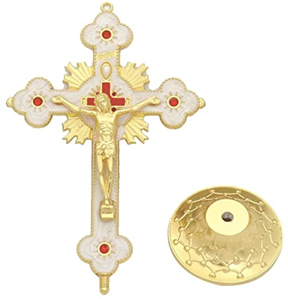 SHRCMHWQRCDJ Stehend Kreuz Mit Basis Hause Kirche Dekoration Kruzifix Jesus Statue Figurine, for Walldekor Kreuz Leiding Statue Religiös Gebet Kruzifix Anhänger