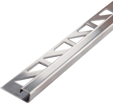 Dalsys Profilo per piastrelle, profilo quadrato, acciaio inox altezza 10mm, lunghezza 200cm, spazzolato paraspigoli muro, profili acciaio inox, profilo