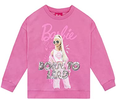 Barbie Felpa con Paillettes per Ragazze Felpe a Maniche Lunghe Rosa 5-6 Anni