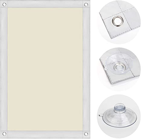 OBdeco Thermo Rollo 100% Verdunkelung Sonnenschutz Verdunkelungsrollo für Velux-Dachfenster Hitzeschutz ohne Bohren mit Saugnäpfen Beige 76x98cm für PK06