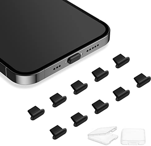 AUSOZL Charger Dust Plugs Dust Cap charger protector with Mini Carry Box Compatible with iPhone 14/13/12/12/11 Pro/Max/Mini/iPad Airpords, 10 Pieces