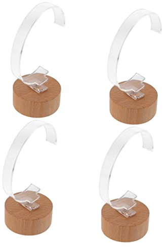 KONTONTY 4stücke Holz-uhrenständer Mit Acryl-display Eleganter Für Armbanduhren Und Schmuck Runde Buchenholz-basis Für Ausstellungen Und Schmuckaufbewahrung