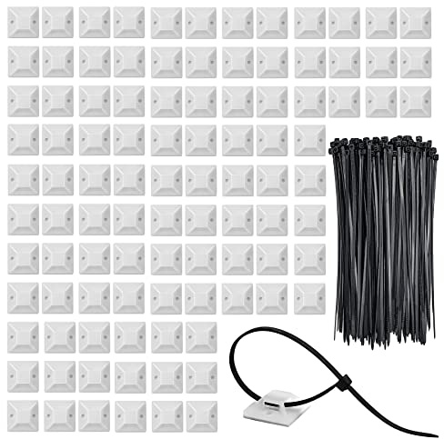 100 Stück selbstklebende Kabelhalter, Halterungen für Kabelklemmen, Clip für selbstklebende Kabelklemmen, Kabelführung für Büro und Zuhause (weiß)