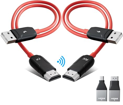 Merdoo Wireless HDMI, HDMI Inalámbrico para La Full HD 1080p Transmisión vídeo/Audio/Archivos de PC/Cámara/Phone a TV/Proyector/Monitor, Transmisor y Receptor HDMI Inalambrico Plug&Play