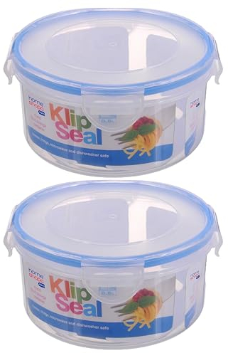 HOMESHOPA Plastic Airtight Food Storage Container, 800ml 2 Pack Round Leakproof Stackable Container with Clip-Lock Lid, BPA Free Reusable Meal Prep Lunch Box, Microwave Freezer & Dishwasher Safe