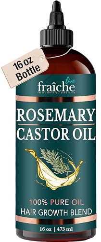 Live Fraiche Rosemary Castor Oil for Hair Growth 16oz - Rosemary Oil for Hair Growth and Thickening Pure Blend to Reduce Loss and Promote a Healthy Scalp