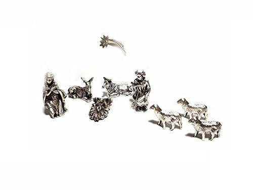 BLUSUPERSHOP 9 Hirten aus Metall, Höhe 3 cm, 1 Geburt Maria Giuseppe Jesus Esel BUE 3 Schafe und Stern Kometa Mar für Krippe S. Greorgorium Armenisch