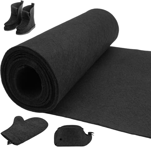Rotolo di feltro, 30cm x 250cm x 3mm pannolenci rigido, Feltro Tessuto, feltro 3mm per DIY Borse in Feltro Cucito, Pannolenci Tessuti in Feltro, Feltro per Tessuti Patchwork Cucito Fai da Te (Nero)