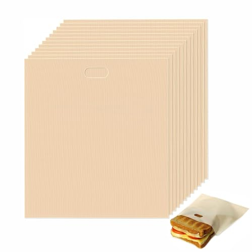 LSRVNM 12 Piezas Bolsa para Tostadora Antiadherente, Bolsa Sandwich Bocadillo Reutilizables Lavables, Resistente al Calor Roasting Bolsas por Microondas Tostadora Parrilla