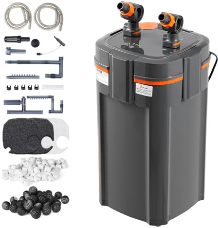 VEVOR - Filtro de acuario de 264 GPH, filtro de recipiente de 3 etapas de 75 galones, filtro interno ultra silencioso para acuario con protección UV, filtro de potencia sumergible con múltiples
