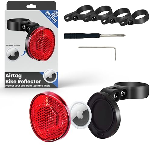 Riflettore per Bici con Supporto Nascosto per Apple Airtag e P09. Tracker Riflettore per Sella Bici. Antifurto Air tag per Bicicletta, ebike, Monopattino (Senza Tracker)