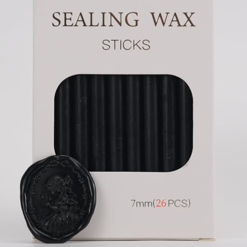 Schwarze Wachs Siegel Sticks, Atopbb 26pcs Klebepistole Wachs Siegel Sticks für Wachs Siegel Stempel, Mini Wachs Siegel Gun Sticks für 0.28'' Klebepistole Hochzeitseinladungen(Schwarz)