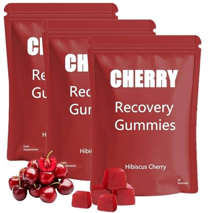 Cherry Recovery Gummies (30 caramelle gommose ciascuna) crostate di ciliegie gommose - Supporta il recupero muscolare, combatte il dolore e aumenta l'energia, non OGM, vegano, senza glutine (3)