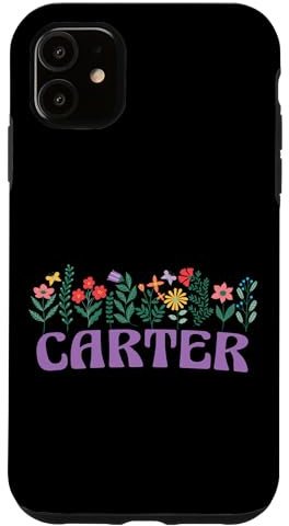 Coque pour iPhone 11 Wildflower Floral Carter Prénom Fête des Mères Femme