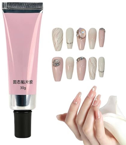 Nagelkleber-Gel - Gelkleber für Nägel UV | Nagelspitzenkleber | Gel-Nagelkleber für Nagelspitzen | 30g Nagelkleber zum Aufdrücken | Klares festes Nagelspitzengel | Acryl-Nagelkleber für Nagelspitzen-P