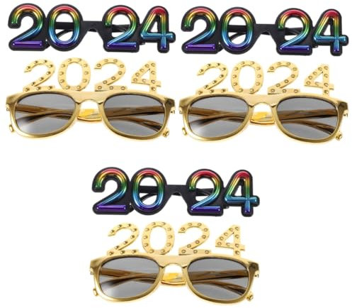 TOPBATHY 3 Sätze 2024 Digitale Brille Schnapsgläser Partytütenfüller Neujahrsbrille 2024 Partygeschenke Für Das Neue Jahr 2024 Abschlussfeier Brille Sonnenbrille Glühen Cool STK 2 Stück * 3