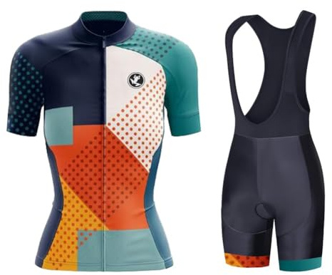 UGLY FROG Femmes Vélo Cyclisme Respirant à séchage Rapide Maillots Set, Jersey Cycle Manches Courtes Veste + Coussin Rembourré Serré Shorts Pantalon