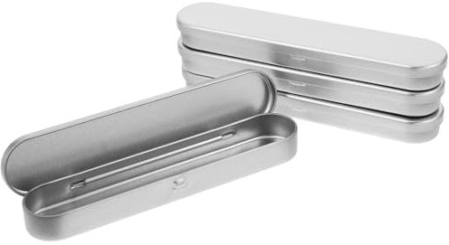 ARTSEWPLY 4er-pack Rechteckige Blechdose Aus Metall Mit Deckel Make-up-pinselhalter Stifteetui Ordentlicher Aufbewahrungs-organizer Für Beauty-tools Farbe Silber