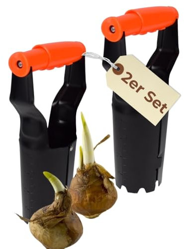 2X Zwiebelpflanzer Garten Blumenzwiebelpflanzer Zwiebelstecher Auslöseautomatik Pflanzhilfe für Blumenzwiebeln Pflanzautomat