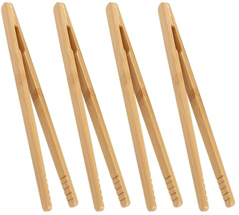 4 Pcs Wooden Tongs for Toaster, 7 Inch Toaster, Toast Tongs Wooden with Anti-Slip Design, Reusable for BBQ Fried Food, Bread, Tea