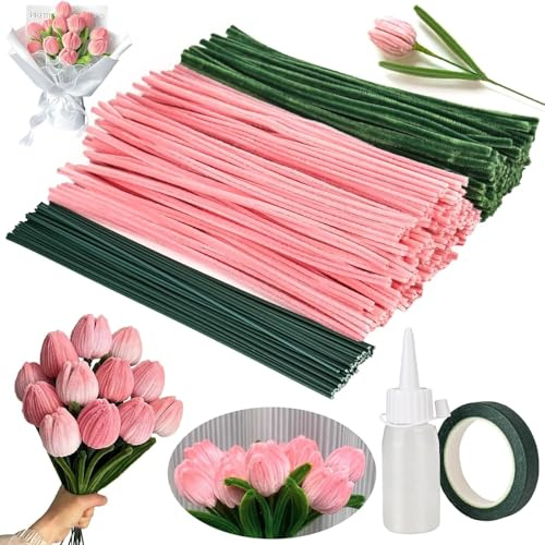 RONMOSNEA 350 Stück Pfeifenreiniger Blumen Set, Sonnenblumen Pfeifenputzer Blumen, Pfeifenreiniger Set, Pfeifenputzer zum Basteln, Pfeifenreiniger zum Basteln