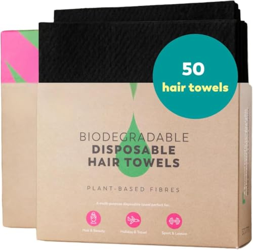 Scrummi Einweg-Haartuch | hochsaugfähig und biologisch abbaubar | weiche Waffelstruktur | Absorbierend 10x mehr Wasser | Farbe: schwarz | 50 Stück Made