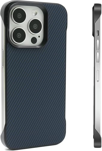 FAOMSEBS Senza Bordo Cover per iPhone 15 Pro Max (Texture in Fibra di Carbonio) (Sensazione di Metallo Nudo) Anti-impronte Custodia per iPhone 15 Pro Max Cover con Rapida Dissipazione del Calore