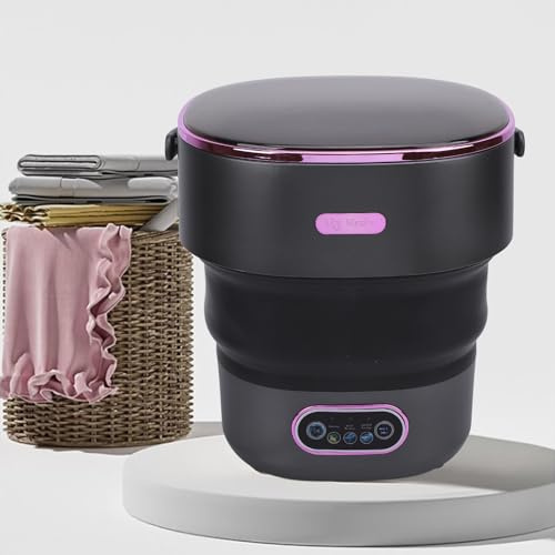 Goshyda Bärbar Tvättmaskin, 13L Vikbar Klädbricka med Dräneringsslang, Full Automatisk Minitvättmaskin för Lägenhet Sovsalshotell Camping Resor (EU)