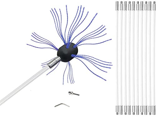 Ofenrohr-Reinigungsbürste, Verlängerungsstangen, Kaminbürste, Ofenrohrbürstenstange, Flexible Kaminreinigungsstangen, Kaminrohrbürste, Schornsteinfeger-Set(10 m)