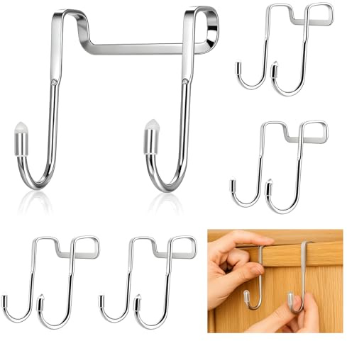 5 Pcs Over Door Hooks - Stainless Steel Hangers for Bathroom & Kitchen