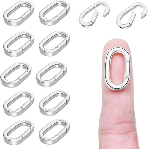 12 stycken ovalt lås, oval smyckeslås med stängd fjäderring, karbinhake, halsband och lås för tillverkning av smycken, halsband och armband