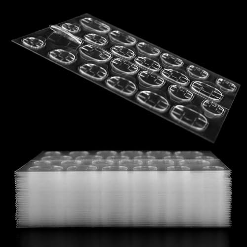 50 Feuilles/1200 Pièces Autocollant Ongles, Gel Pad, Patch Faux Ongles, Gel Adhésif pour Manucure, Pièces Adhésives à Ongles Transparentes Double Face, Imperméable, Accessoires de Manucure, 6 Tailles
