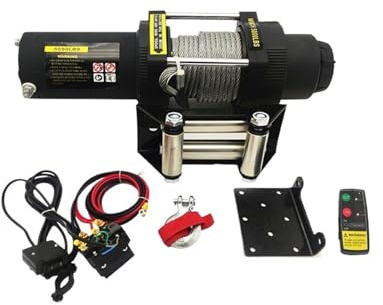 Cabrestante eléctrico de 12 V, 24 y 5000 lbs con tren engranajes enrollados, control remoto inalámbrico, cabrestante cable acero, grúa pequeña montada en vehículo(With remote control,12V)