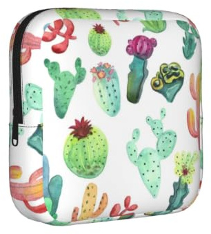 Watercolor Cactus Succulents, Sanitary Napkin Storage Bag, Period Bags for Women Teen Girls