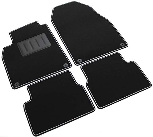 ilTappetoAuto Sprint03800 Tappetini Auto Moquette Nera Antiscivolo Bordatura Nera con Rigolo Grigio Salvatacco in Gomma Lato Guidatore